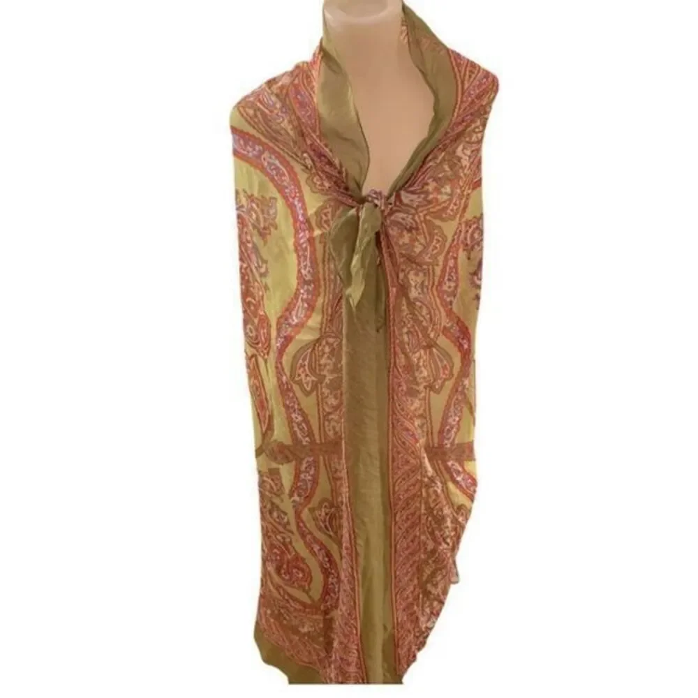 Nordstrom Wrap /Scarf -48 x48 green red  paisley
